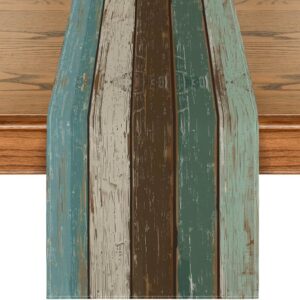 Green Rustic Wood Table Runner – 13"x72" Spring Decor for Kitchen & Parties