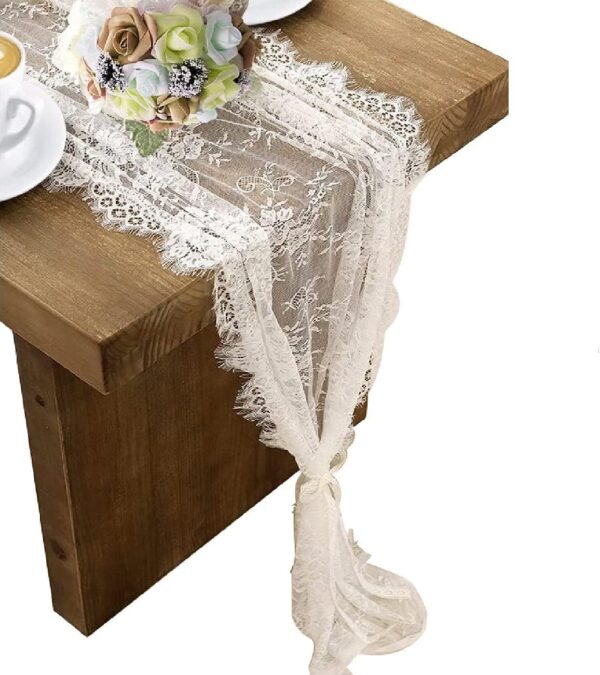 3-Pack White Lace Table Runner – 14"x120" Boho Wedding Decor