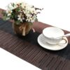Woven Vinyl Table Runner – 12"x54" Ombre Coffee Black, Non-Slip & Washable for Dining Tables - Image 3