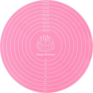 Silicone Round Baking Mat – Non-Stick, Heat Resistant, with Measurements, Pink