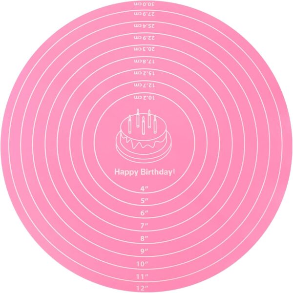 Silicone Round Baking Mat – Non-Stick, Heat Resistant, with Measurements, Pink