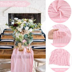 Pink Cheesecloth Table Runner – 6-Pack, 10FT Boho Gauze for Wedding & Party Decor