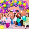 60-Piece Pink, Blue & Purple Balloon Set – 12'' Metallic & Confetti Balloons for Magic Theme Parties - Image 4