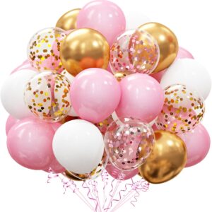 62-Piece Pink & Gold Confetti Balloon Kit – 12'' Latex Balloons for Wedding, Proposal, & Parties