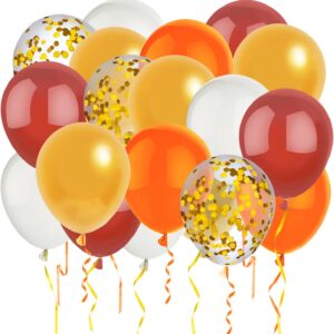 60 Fall Balloons – 12'' Orange, Gold, Burgundy & Confetti Balloons for Autumn & Thanksgiving Parties