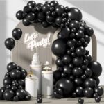 120 Black Balloon Arch Kit – Assorted Sizes for Graduation, Halloween & Party Decor