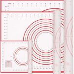 Silicone Baking Mats, 3pcs Non-Stick with Measurements, 3 Sizes for Pastry & Oven Use (Red)