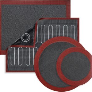 Silicone Baking Mats Set of 4 – 2 Half Sheets, 8" Round Cake Mat & 12" Pizza Mat, Reusable & Non-Stick