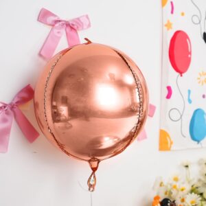 12Pcs Rose Gold Round Foil Balloons, 22" 15" 10" Metallic 4D Party Decorations