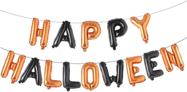 14Pcs Halloween Letter Foil Balloons, "Happy Halloween" Banner Decorations
