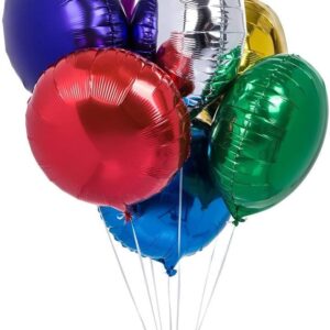 50Pcs Round Foil Mylar Balloons, 18" Birthday Party Decorations