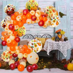 12Pcs 18" Fall Foil Balloons, Thanksgiving Turkey & Maple Leaf Party Decorations