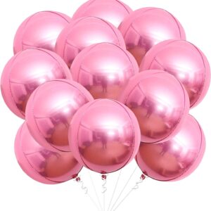 12Pcs Light Pink Foil Balloons, 22" Round Mylar Party Decorations