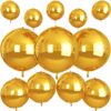 12Pcs Gold Round Foil Balloons, 22" 15" 10" Metallic 4D Party Decorations - Image 5
