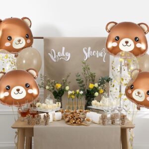 8Pcs Brown Bear Foil Balloons, 21x22" Baby Shower & Jungle Party Decorations