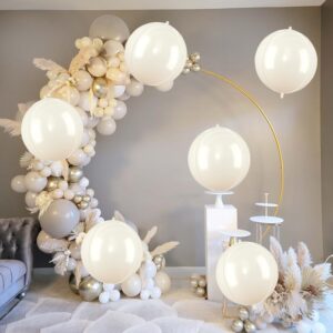 6Pcs Beige Metallic 4D Foil Balloons, 22" Giant Round Party Decorations