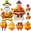12Pcs Thanksgiving Foil Balloon Garland, Scarecrow, Turkey & Pumpkin Party Decorations - Image 5