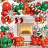 125Pcs Christmas Balloon Garland Kit, Red Green Gold Silver Arch with Cane & Star Foil Decorations - Image 2