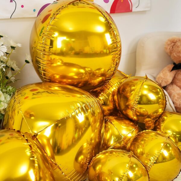 12Pcs Gold Round Foil Balloons, 22" 15" 10" Metallic 4D Party Decorations