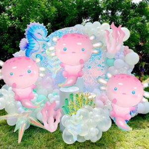 6Pcs Axolotl Foil Balloons, Birthday & Summer Party Decorations