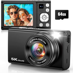 5K 96MP Digital Camera 6X Zoom Vlogging Dual Lens Bundle