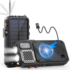 Emergency Solar Power Bank 22000mAh FM Radio Flashlight Orange