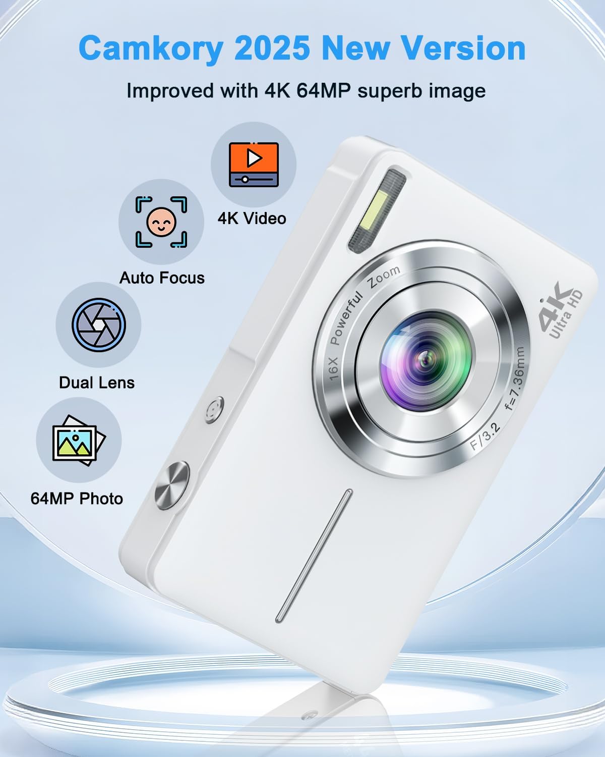 4K 64MP Digital Camera 16X Zoom Dual Lens Vlogging Bundle - Image 4